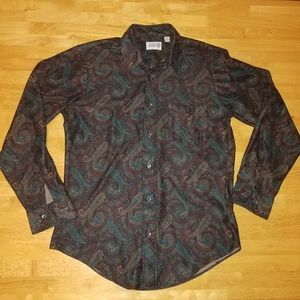"Shirt World" paisley button-up shirt